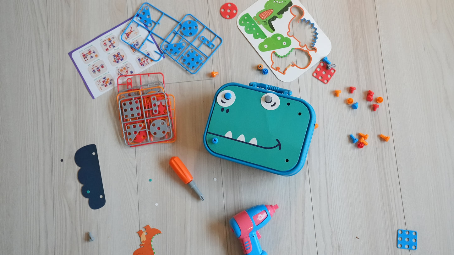 Skabeo DIY Værktøjssæt til børn – Simuleret skruemaskine & værktøjskasse